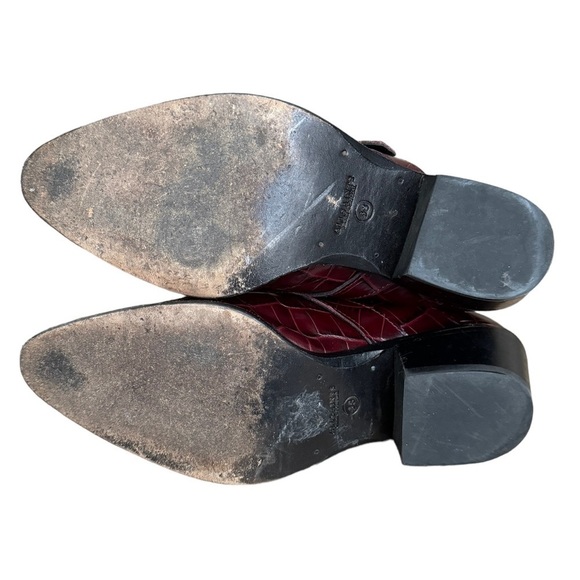 All Saints Katy Croc-Embossed Boots in Bordeaux Croc Leather US 7 - Picture 9 of 13